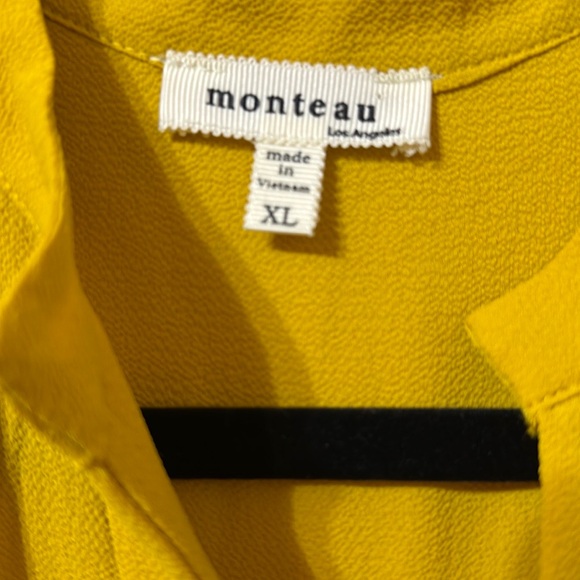 Monteau Yellow Wrap Midi Dress with Dolman Sleeves - Picture 6 of 6